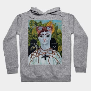 Frida portrait with Thorn Necklace and Hummingbird Hoodie